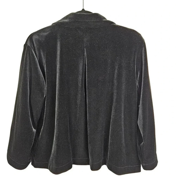 Chicos Black Velvet Jacket Long Sleeve Pockets Lined Size‎ 2 Medium - Picture 4 of 8